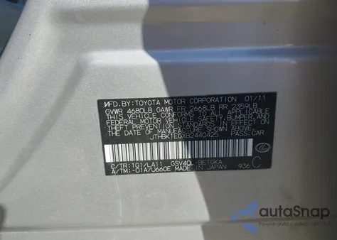 2011 Lexus Es 350 350 from USA, damaged, VIN JTHBK1EGXB2440425